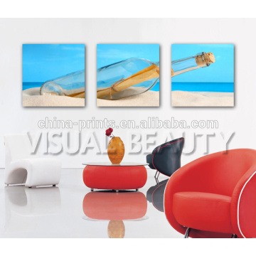 Beach Canvas Art Print / Seascape Домашний декор Настенная живопись / Желание Бутылка Декор стены Изобразительное искусство